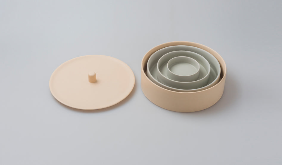 HAT-trick set of 5 ROUND nested condiment se