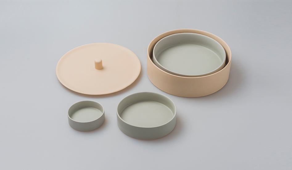 HAT-trick set of 5 ROUND nested condiment se