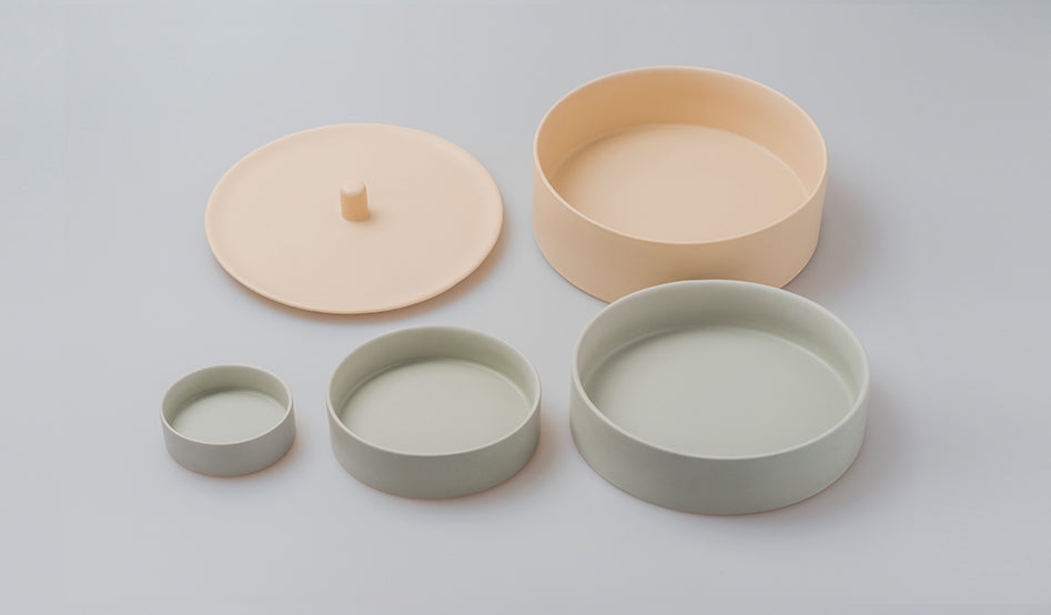 HAT-trick set of 5 ROUND nested condiment se